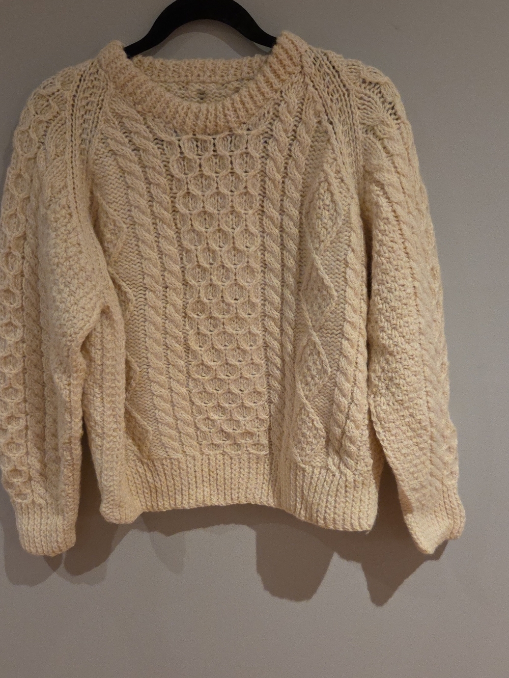 Cozy Cream Cable Knit Women's Wool Sweater Size S